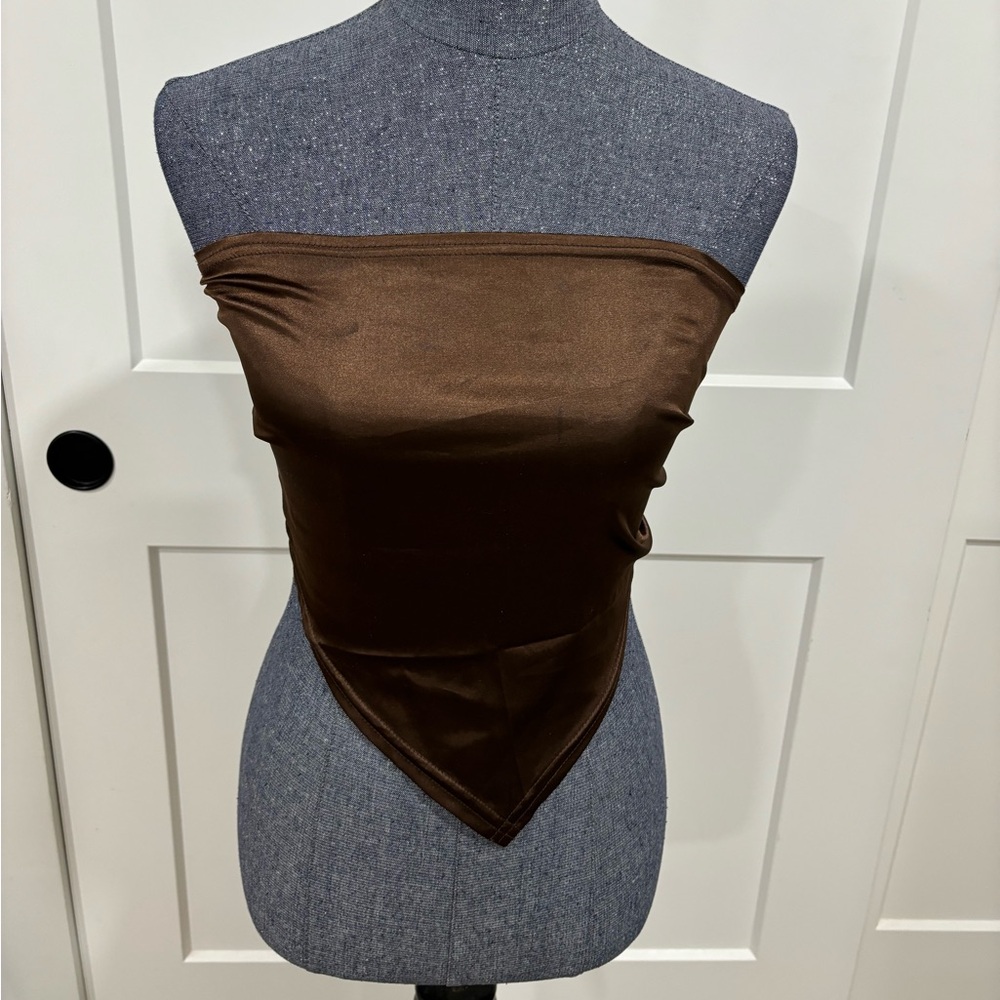 Blushmark Brown Satin Bandana Hem Tube Top